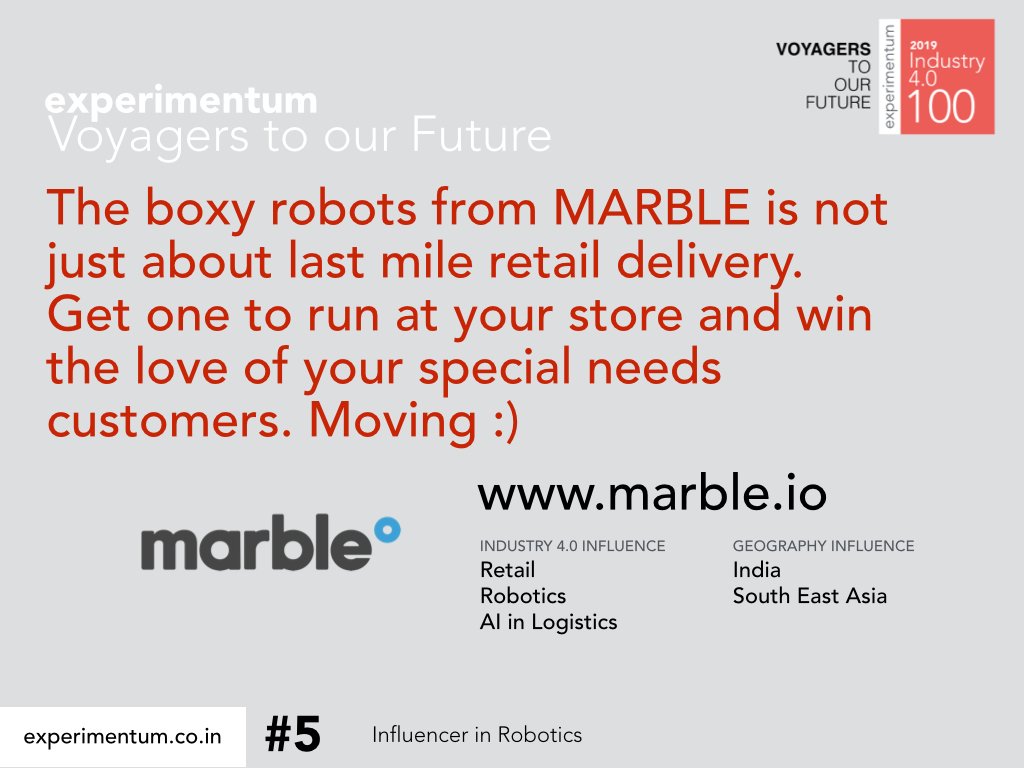 experimen8um's tweet photo. The boxy robots from MARBLE is not just about last mile retail delivery. Get one to run at your store &amp; win the love of your special needs customers. Moving work :) @iammatt and all you folks at @marblerobot 

#FutureONE #Voyager #MakeInIndia #Industry40 #Ai #Robotics #logistics https://t.co/jFwpXamHYf