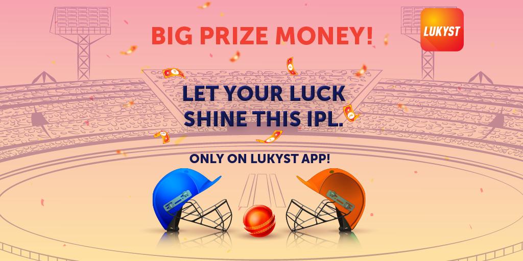 The biggest #T20 carnival brings enormous money-winning chances.
Enjoy #IPLT20 and also win big money prizes on #LukystApp.
Download Now: goo.gl/XD4AiY.