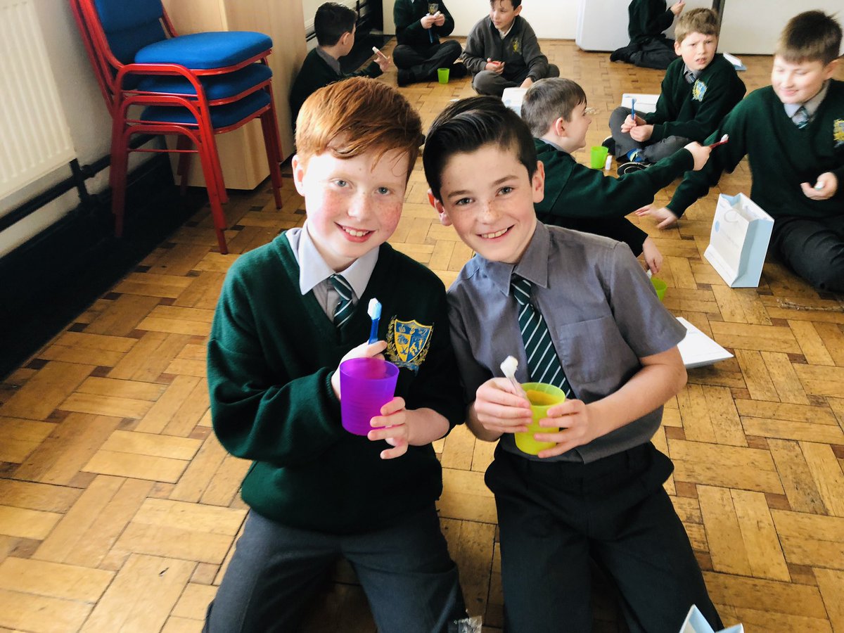 DrJenCollins's tweet photo. As part of World Oral Health Day, Dental Care Ireland provided fantastic oral health packs for the kids of @frannercbs so they had a 2 minute brushathon! The winner of the top prize went to a boy from 2nd class. Well done all ! #OralHealthDay @DentalCareIrl https://t.co/nroW334uKd
