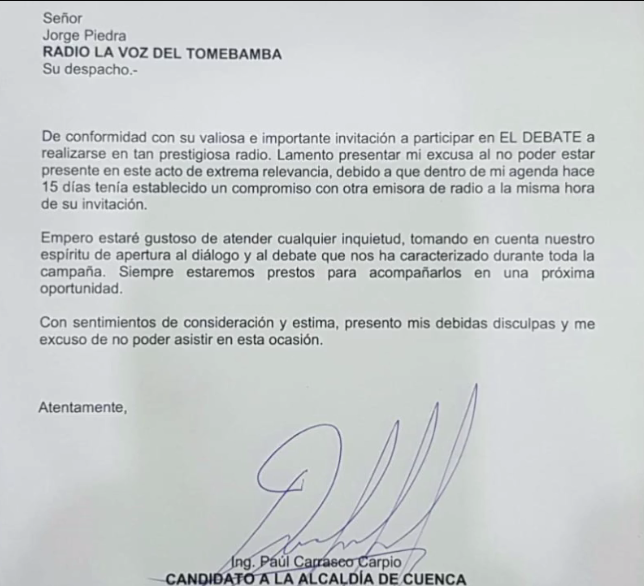 Cholo_Cuencano's tweet photo. Bien dice @jorgepiedrac @PaulCarrascoC es el que falta el respeto a los cuencanos al huir del debate. Gran frase de Jorge: #ElLoboSeCorrió https://t.co/d6jltKaO0i