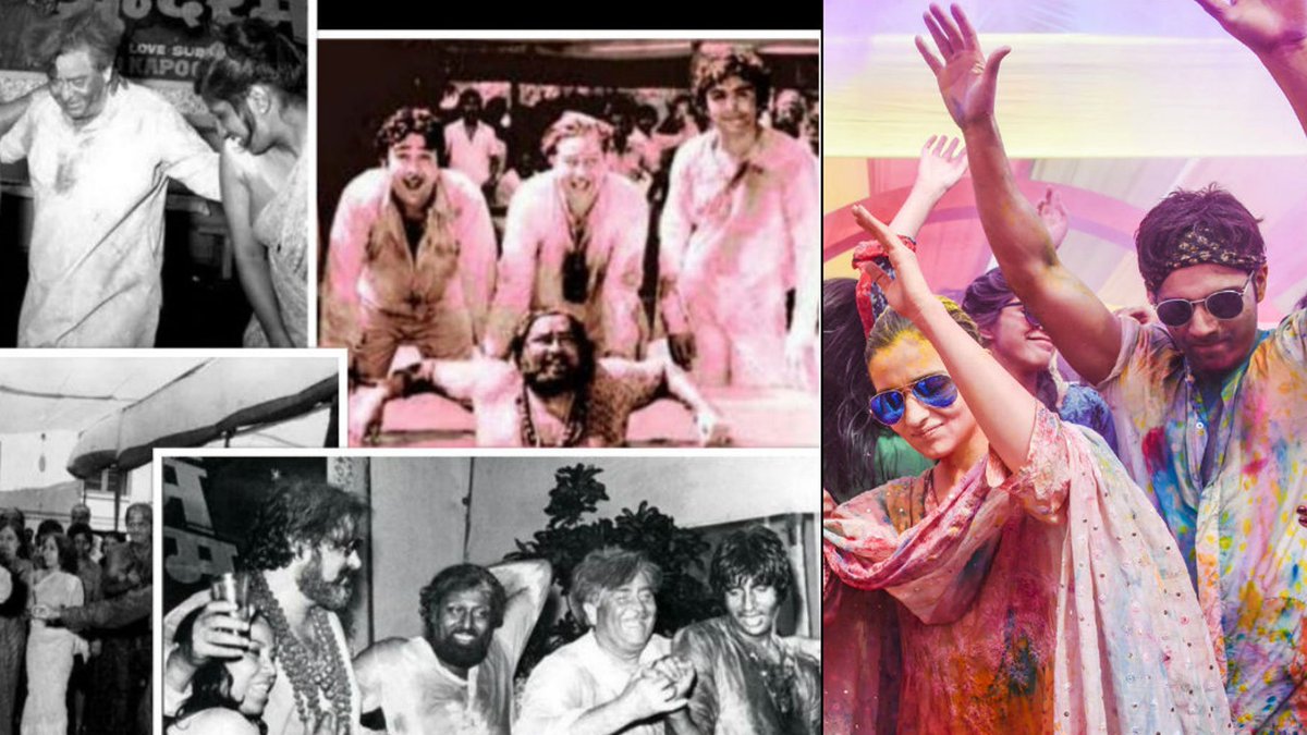 DailyO_'s tweet photo. #Holiparties then and now: What makes celebs stand about stiffly instead of letting loose? | @AnjooMohun | https://t.co/DiNdDgkRxd 
.
#HappyHoli2019 https://t.co/gBHdnL3vi6