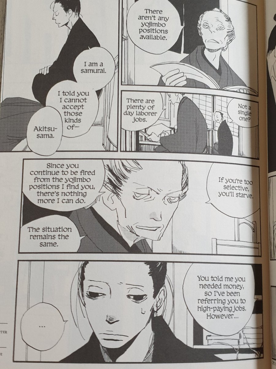 BBR_Podcast's tweet photo. Its #NCBD and time for a #RecRun. First up is House of Five Leaves by Natsume Ono. Fired from his position as the Shoguns bodyguard for not being intimidating, Akitsu Masunosuke joins morally grey criminal Yaichi and his group The Five Leaves. https://t.co/KX8uKgraxj