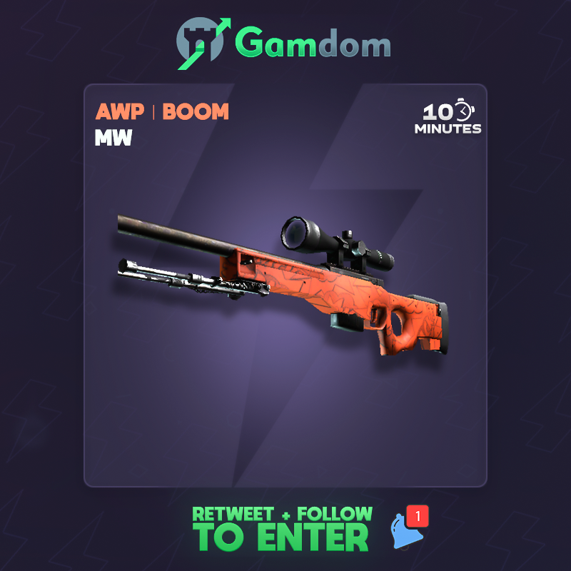 gamdom's tweet photo. AWP Boom MW - Flash Giveaway ⚡️

To enter:
✔️ RT &amp; Like
✔️ Follow our Twitter
✔️ Comment a 🙂

Ends in 10 minutes.
Best of luck! 🤞
https://t.co/EDs0VfGUKD | #InternationalDayOfHappiness https://t.co/I15oDqXwGd
