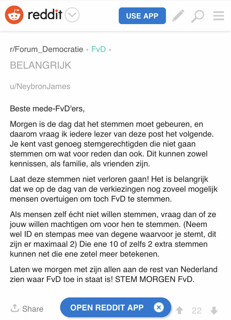 mhjvandenberg's tweet image. Link naar oproep @fvdemocratie-leden op #Reddit om stempassen te #ronselen reddit.com/r/Forum_Democr… #stemmen #PS2019 #FvD