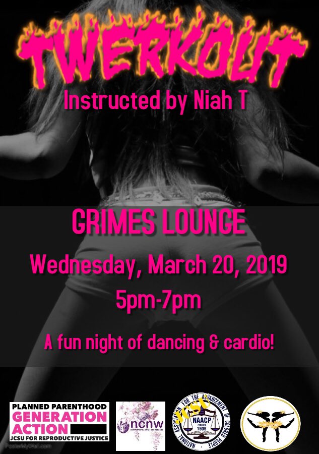 JCSU_NAACP's tweet photo. READY TO TWERKOUT?? 💃🏽🔥Come out TONIGHT make sure you dress comfortable &amp; bring water #JCSU #JCS_RYS19 #JCSU19 #JCSU20 #JCSU21 #JCSU22 https://t.co/SMxi4PR9z2