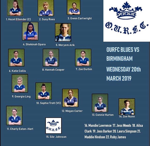 Best of luck to Keble’s Susy Rees, Shekinah Opara, and Maddie Hindson representing the Blues against Birmingham today!