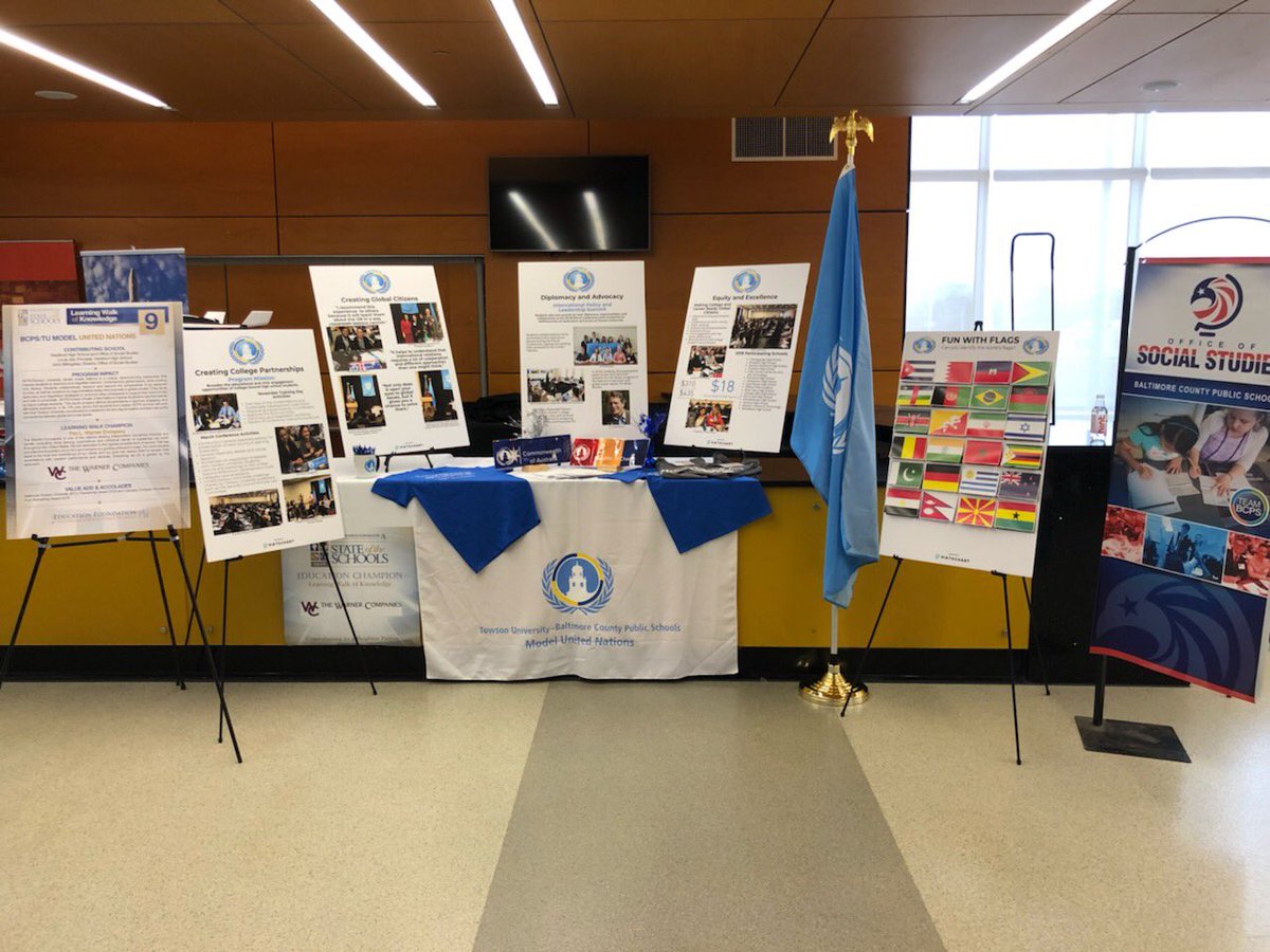 MrBillingslea's tweet photo. BCPS-TU Model UN display is all set for the State of Schools gallery walk. #BCPSOSS @BaltCoPS @BCPS_SocialSci https://t.co/KLfK5cnqDh
