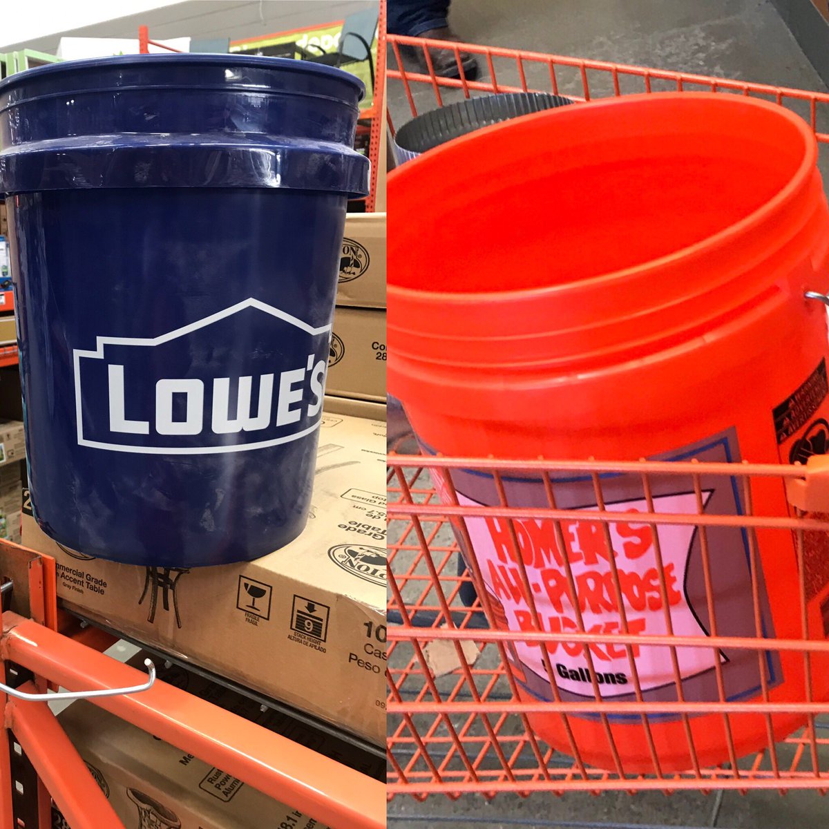 homedepotKen's tweet photo. Poor customer came in with this ugly broken blue bucket this morning.  We took care of him by replacing with one that works. @NicoletteH17 @TewksburyHomeD1 https://t.co/tbGXwwMuV6