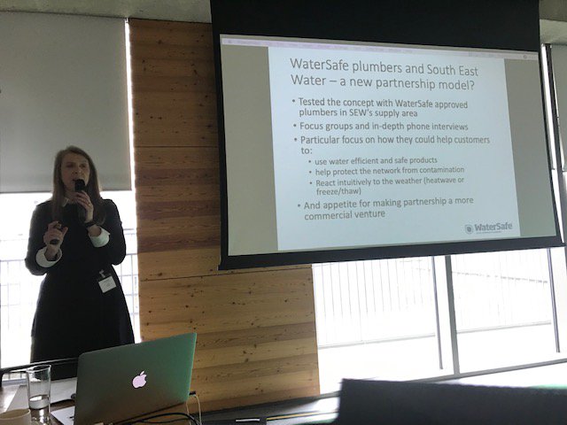 WatersafeUK's tweet photo. More from @WatersafeUK 's Julie Spinks on our exciting partnership with @sewateruk to pilot water efficiency offers and advice (and more) with customers to make them more resilient #waterwiseconference2019. https://t.co/L8P9LxLxD9