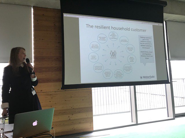 WatersafeUK's tweet photo. More from @WatersafeUK 's Julie Spinks on our exciting partnership with @sewateruk to pilot water efficiency offers and advice (and more) with customers to make them more resilient #waterwiseconference2019. https://t.co/L8P9LxLxD9