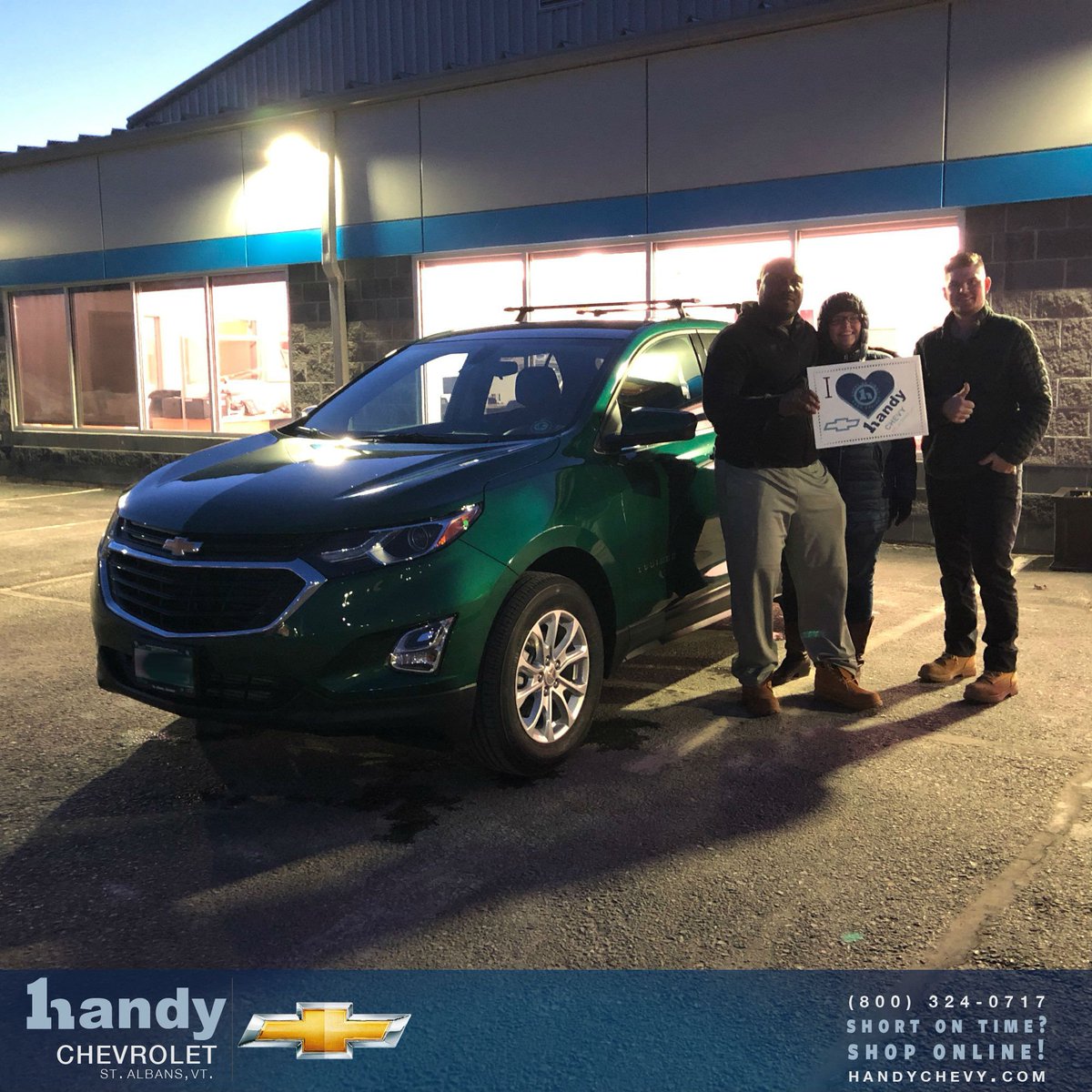 HandyChevrolet's tweet photo. Congrats to Andre and Heather on their brand new 2019 Chevrolet Equinox LT from Matt Artus. Thankful we got the opportunity to work with you and the pleasure of earning your business.#HandyChevrolet #Shortontimeshoponline https://t.co/pRXuvbmumb