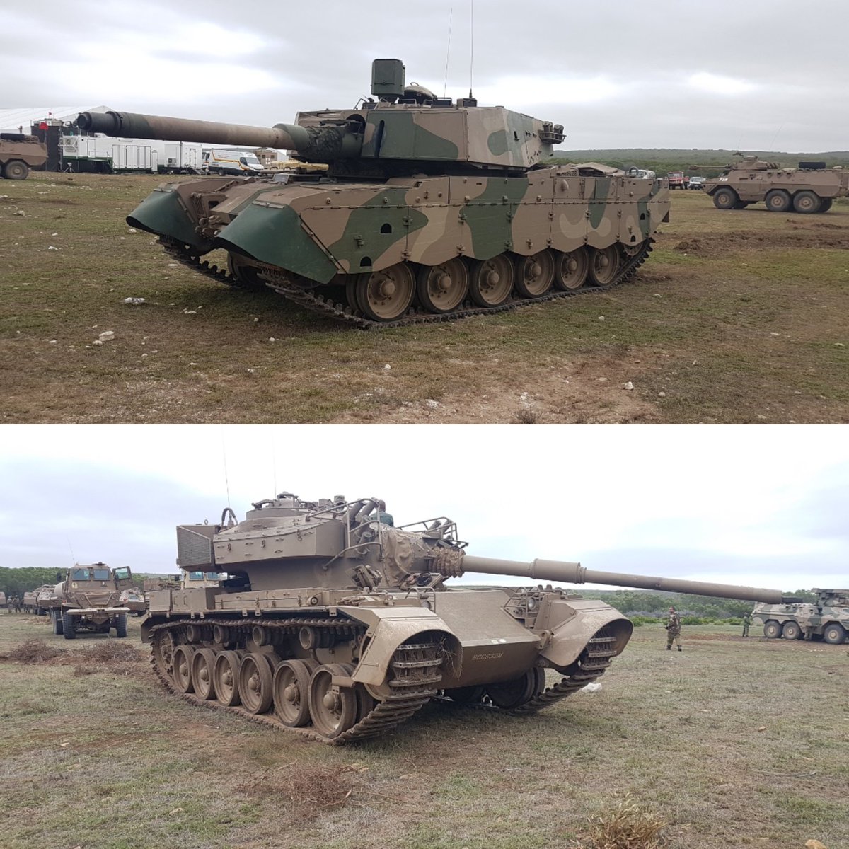 DPMHAUS1's tweet image. South African Army #Olifant #mainbattletank. Top: MkII, Bottom: Mk1A. #ACD2019 monch.com