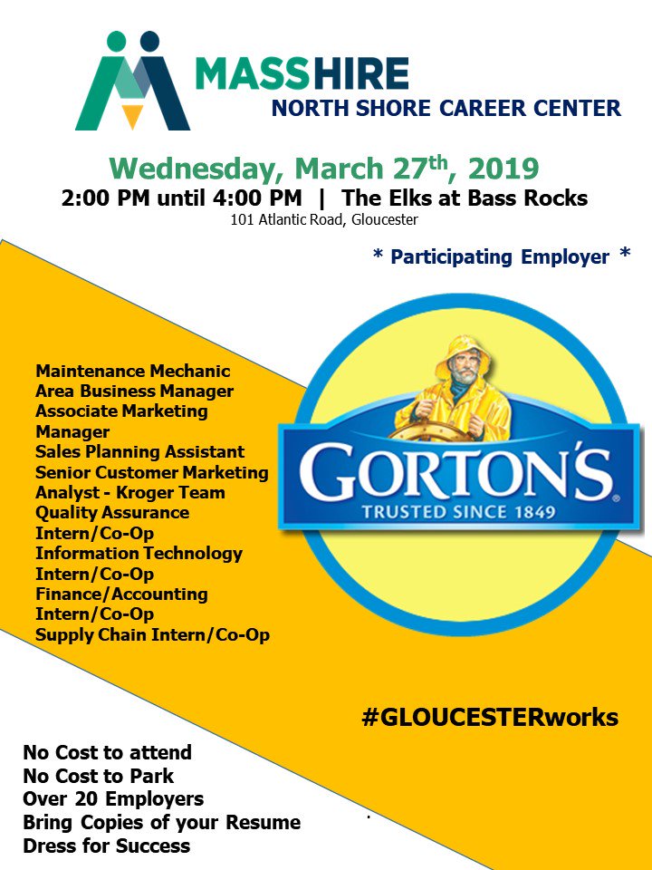NSCareerCenters's tweet photo. .Gordons seafoods in @Gloucester_MA wanting to hire Cape Ann Residents! Be Informed #GLOUCESTERworks
@STheken @Michael_Quinlin @InnovateGlosta @CapeAnnChamber @GDTnews https://t.co/jfeMPYkrPh