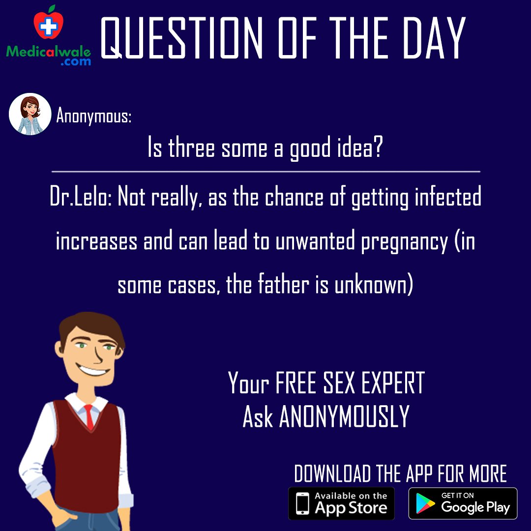Medicalwalecom's tweet photo. Know the right solution for your problem !!!

Download our app &amp; get the answer from our expert Dr. LeLo https://t.co/R8YDbPyu58

#Medicalwale #AapKeHealthKaSaathi #Threesome #GoodIdea #InfectedSex #UnwantedPregnancy #UnknownFather #SexFact #QuestionOfTheDay #LoveFun #Healthcare https://t.co/DJBvRV0nFx