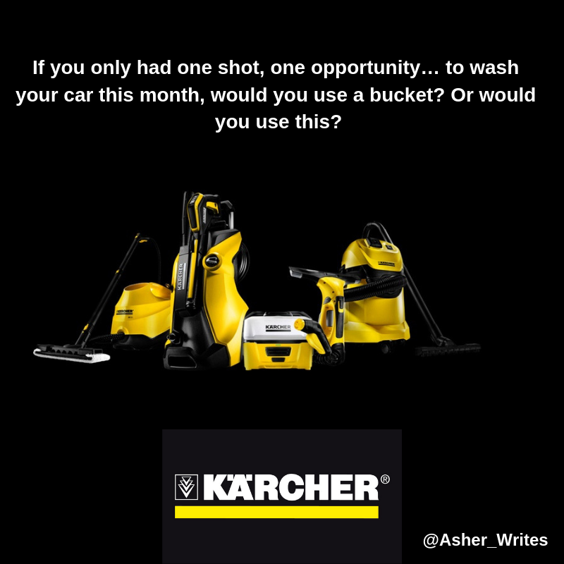 Asher_Writes's tweet photo. @OneMinuteBriefs  @karcheruk #PRESSUREWASHERS #Advertising #copywriting #Creative #WednesdayWisdom https://t.co/27M2stAjkl