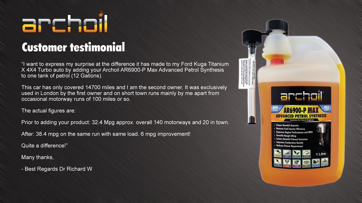 PowerEnhancer's tweet image. Customer feedback is always important and valued by us. It helps us to deliver the best possible products and service to you; the customer. Here is a great testimonial from a customer for Archoil AR6900-P Max, which is available on our website here: powerenhancer.co.uk/archoil-ar6900…
