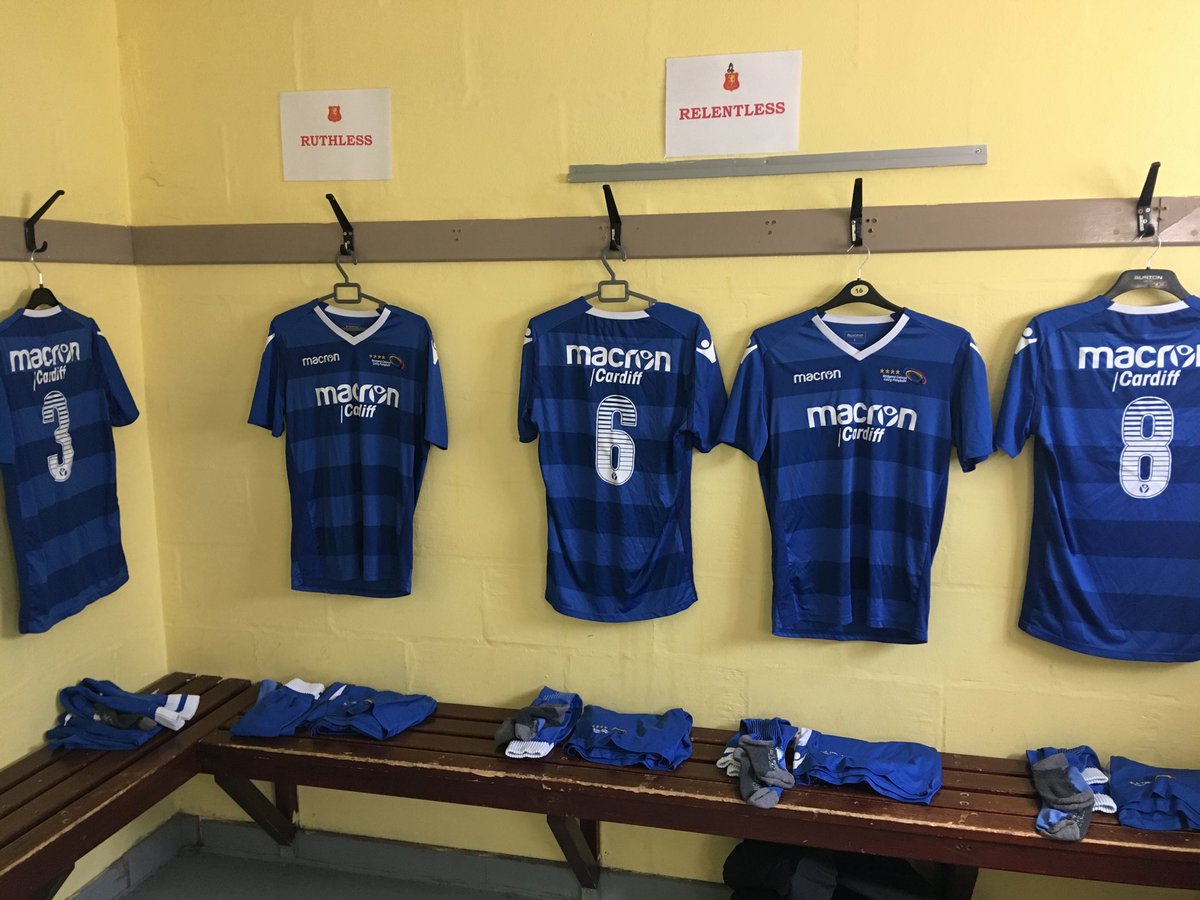 BridgendColleg2's tweet photo. Kit all hang up ready for the Kick off at 3:00pm in the @WelshSchoolsFA semi-final v Coleg Cambria. @MacronCardiff https://t.co/A928IO2frm