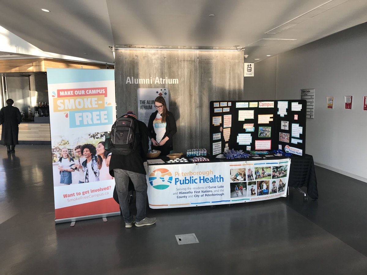 Ptbohealth's tweet photo. Promoting the new @TrentUniversity smoking policy and encouraging quit attempts as part of the provIncial #1DayStand! Visit us in the Student Centre! https://t.co/OEAfpItNCN