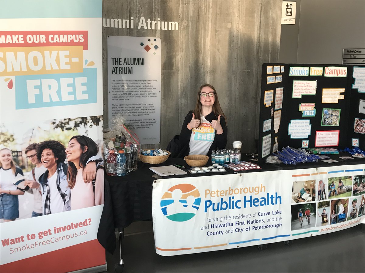 Ptbohealth's tweet photo. Promoting the new @TrentUniversity smoking policy and encouraging quit attempts as part of the provIncial #1DayStand! Visit us in the Student Centre! https://t.co/OEAfpItNCN