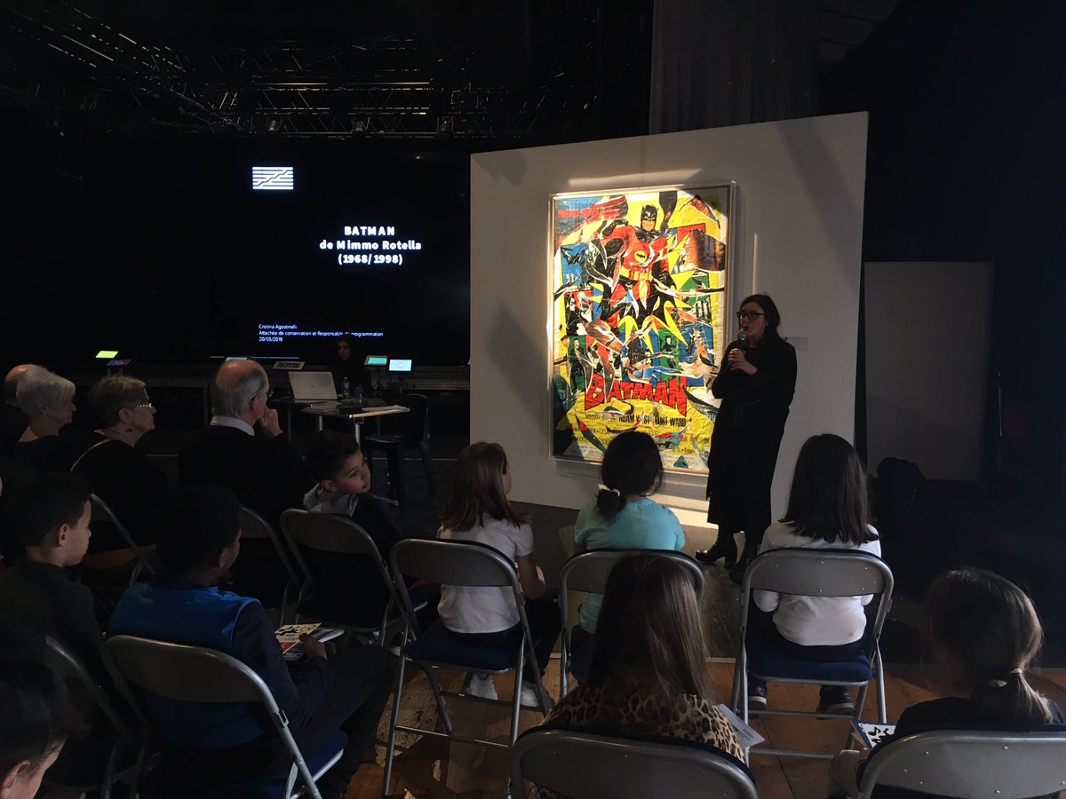 MicroFolie's tweet photo. [Un jour, une Oeuvre] conçu et organisé par le Centre Pompidou. Atelier #Scratchpaper et présentation de l’œuvre originale BATMAN de Mimmo Rotella à la #MicroFolie Sevran. 
#1jour1œuvre #actionterritoriale #planitinerant #MuseeNumerique https://t.co/1EJ6tEd8hc
