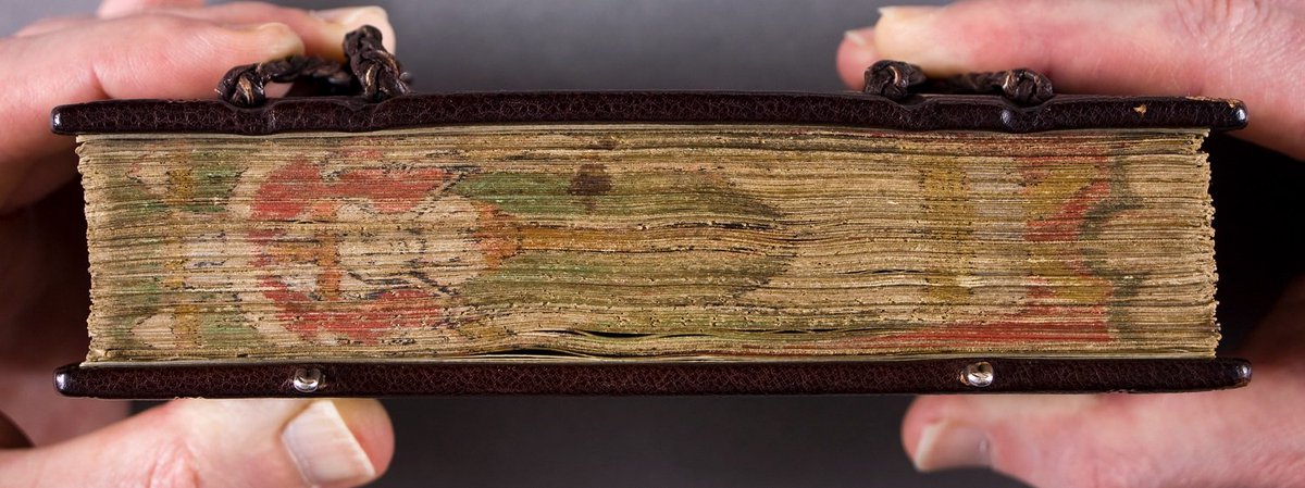 BedesBooks's tweet photo. This 12th century #manuscript copy of Bede’s Life of St Cuthbert was produced here in Durham & is one of our most treasured manuscripts. It features extremely rare edge paintings – with St Cuthbert in pride of place on the fore-edge. #Cuthbertstide #OTD #medievaltwitter https://t.co/bBWL0jslyR