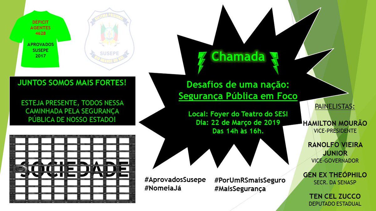 apsusepeof's tweet photo. Vamos estar presente nesse evento prestigiando @DelegadoRanolfo @tencelzucco os Desafios de uma nação: Seg Pública em Foco! Acreditamos na PRIMEIRA NOMEAÇÃO do Governador @EduardoLeite_ com uma turma no mínimo 500 alunos. O Sistema Prisional não tem mágica, mas tem SOLUÇÃO! https://t.co/MmjHzfKMm5