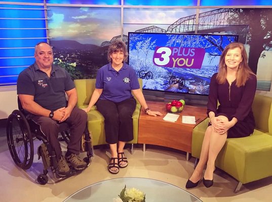 ChattanoogaTC's tweet photo. Visited @WRCB Monday for #3PlusYou to talk about the #MarketStreetMile. Our friend David Cunningham shared more about SPARC and the amazing athletes in the wheelchair and adaptive cycling races. 
video link: https://t.co/A3DY8wy2bd https://t.co/OkDT1KLdVh