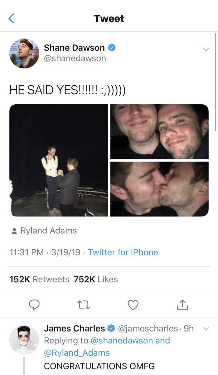 dropthedramapod's tweet photo. Shane Dawson and Ryland Adams are now engaged! Shane proposed last night. https://t.co/VBdZWO4YVW
