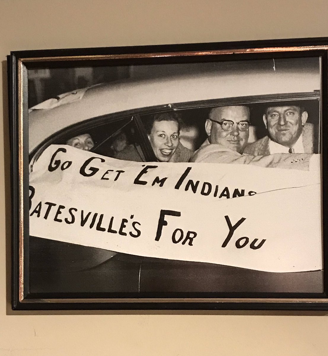 The BCSC central office staff made a lunchtime visit to the @milan54museum today. Two pieces of irony...today is the 65th anniversary of the Milan Miracle victory over Muncie Central and I found the picture below.
