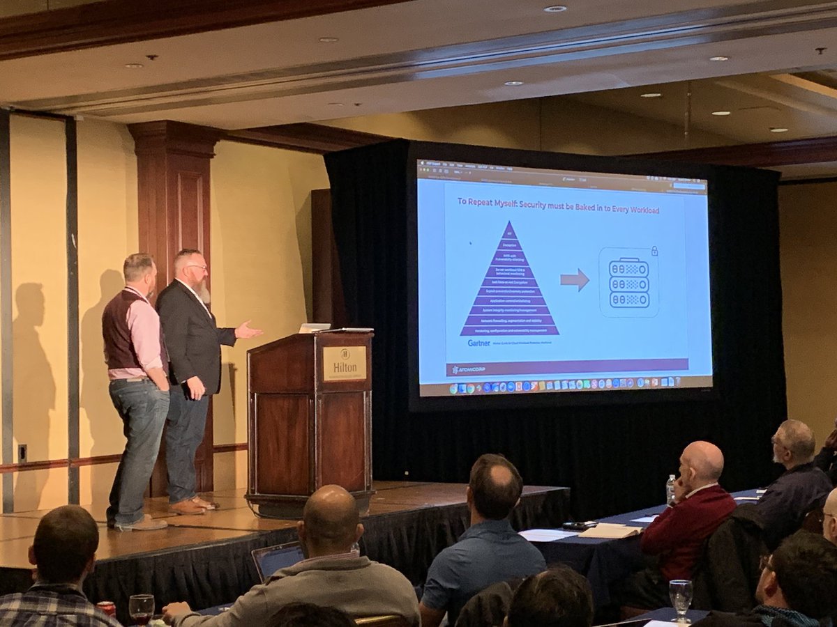 chasgold's tweet image. Mike and Scott Shinn demo the @atomicorp #cloudworkloadprotection platform built on #OSSEC at #OSSECCon2019