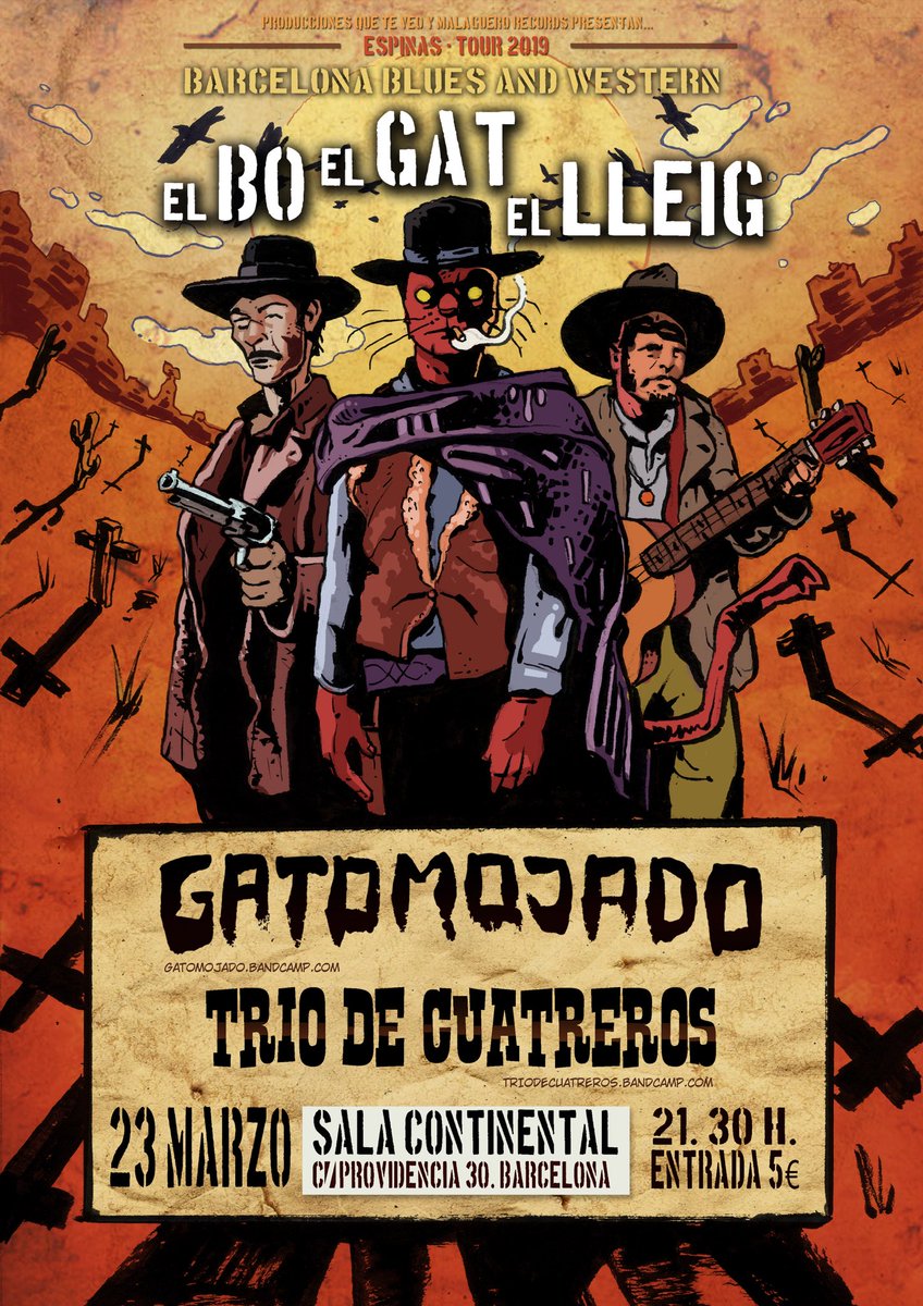 Proximo 23 del 3 en directo GATO MOJADO+TRIO DE CUATREROS  9:30h