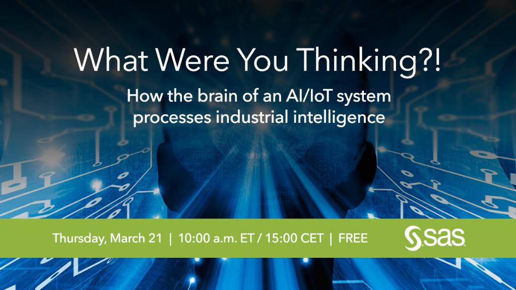 SASsoftware's tweet photo. It's not too late to register for tomorrow's Live Virtual Roundtable featuring @Cisco's @nicolarohrseitz + SAS #AI expert Diana Shaw and #MFG guru @MWEnergy. Learn how AI and #IoT "think" in industry. https://t.co/oXPKC90y1J #connectedquality #aiot https://t.co/ILZNF5S4jS