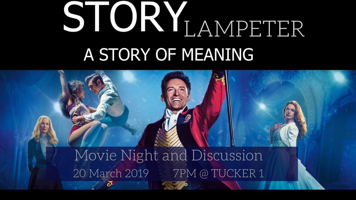 A film and search for meaning! Come down to watch the 'Greatest showman' at 7 pm in Tucker 1 <a href="/UCCF_CYM/">UCCF Wales</a> <a href="/UWTSD/">University of Wales Trinity Saint David</a> <a href="/TSDSULampeter/">TSDSU Lampeter</a> <a href="/WardyER/">R Ward</a> <a href="/AbiiTelfer/">Abii Pierce</a> @LampChaplain <a href="/UCCF/">UCCF: The Christian Unions</a>