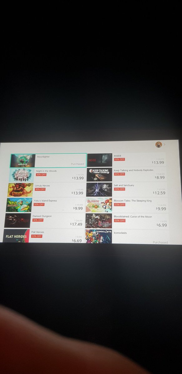 Ellevalh's tweet photo. Here is the. Full Nindies sale seems only in the US just now will keep you posted if it migrates #SwitchCorps #NindiesDirect #nindiessale
@SwitchWatchTV https://t.co/0eltKFV9Ku