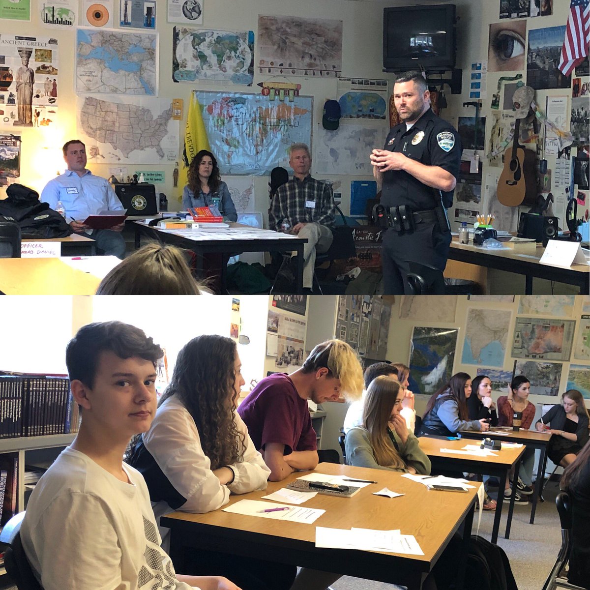 HB_Pride's tweet photo. HBHS students with our guests at our Career Fair. Great experience to learn what is possible! #hbhspride #learningthroughinterests https://t.co/WoEDkHeVuG