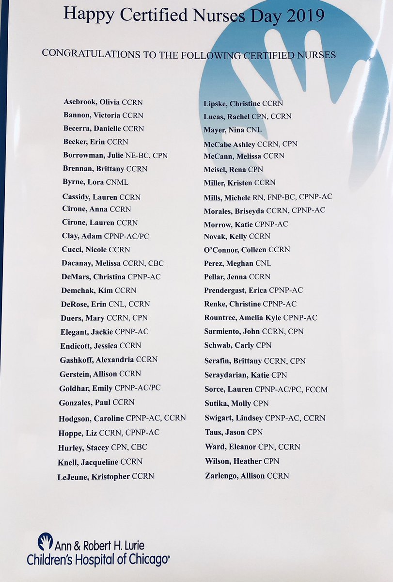Celebrating experts in our PICU! <a href="/LuriePICUNurses/">Lurie PICU Nurses</a> #CertifiedNursesDay #CCRN #PedsICU