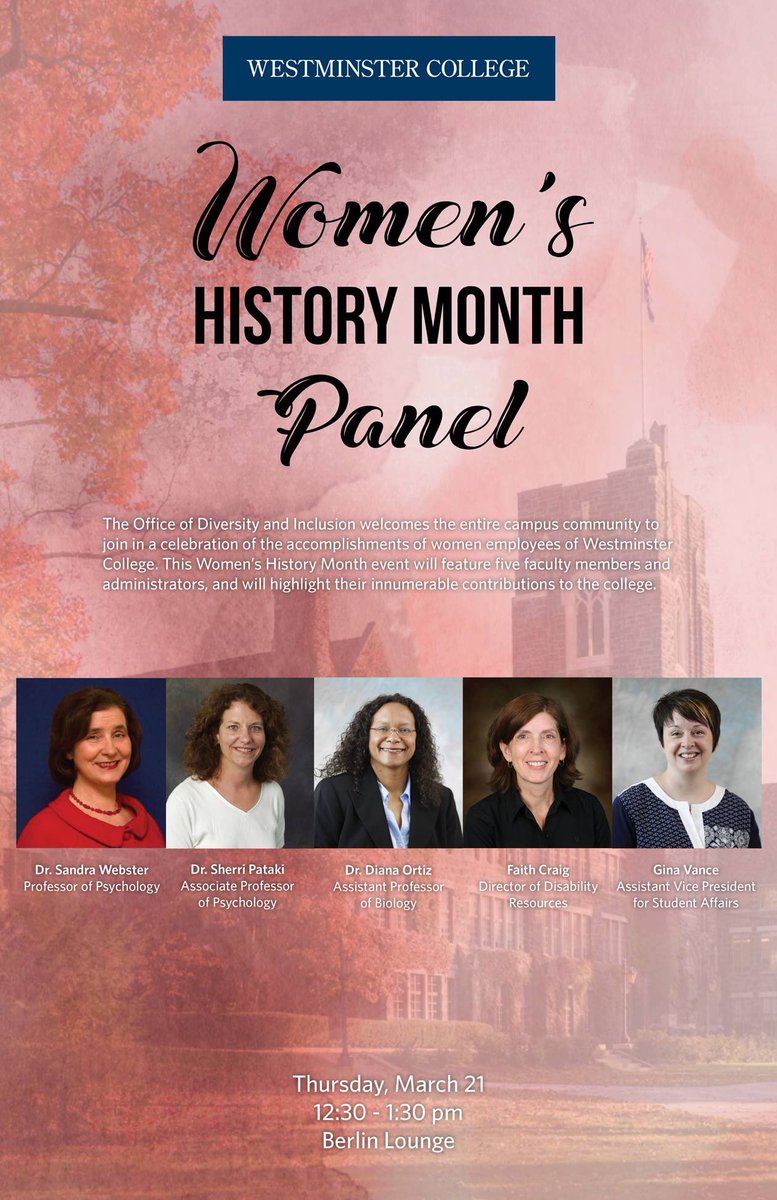 SGAWestminster's tweet photo. Come celebrate the #WomenOfWestminsterCollege tomorrow at 12:30! https://t.co/Wa5NLgFj11