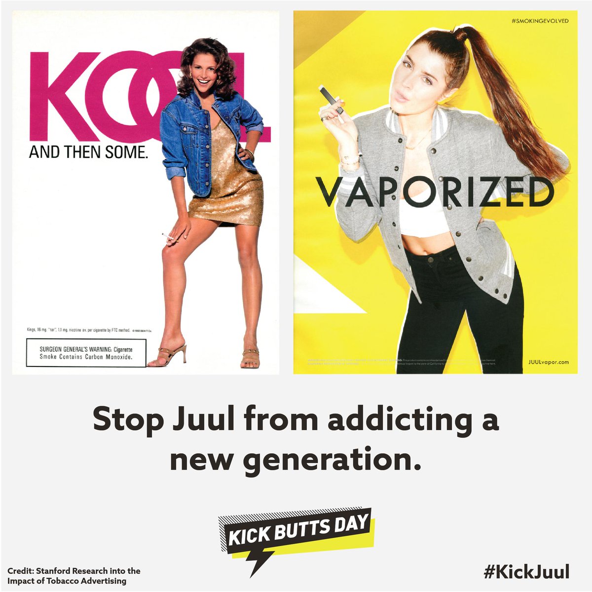 TobaccoFreeKids's tweet photo. One of many pages Juul took out of Big Tobacco's playbook.
This #KickButtsDay, let's #KickJuul and stop them from addicting a new generation. Learn more at https://t.co/6sEmHLxvVe https://t.co/eGusM0tCeh