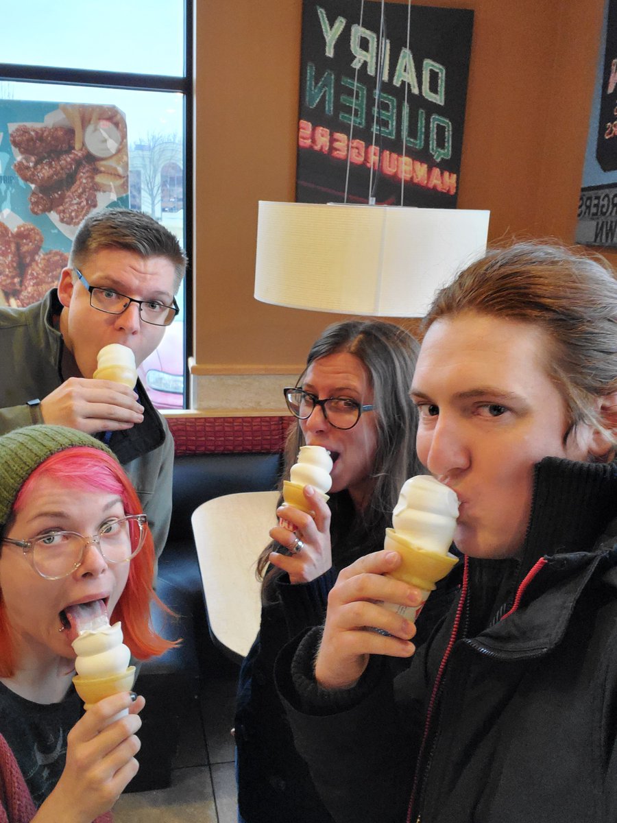 MTFWPodcast's tweet photo. Celebrating #firstdayofspring the proper way, with free cones from @DairyQueen! @sefroyms @SAMvt93 @brittybauser @Ta_Leah_S https://t.co/MpBwOPa4GM