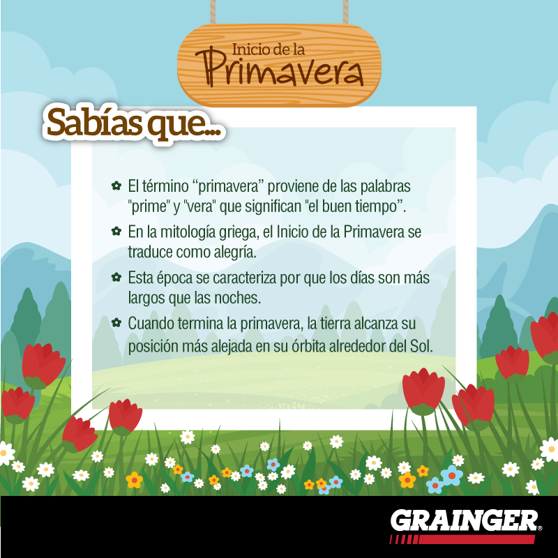 GraingerMexico's tweet photo. Hoy, en el #DíaInternacionalDeLaFelicidad damos inicio a la #Primavera 🌷 Por eso, hemos preparado para ti unos datos interesantes acerca de esta época del año. https://t.co/4Y5MC7R6fc