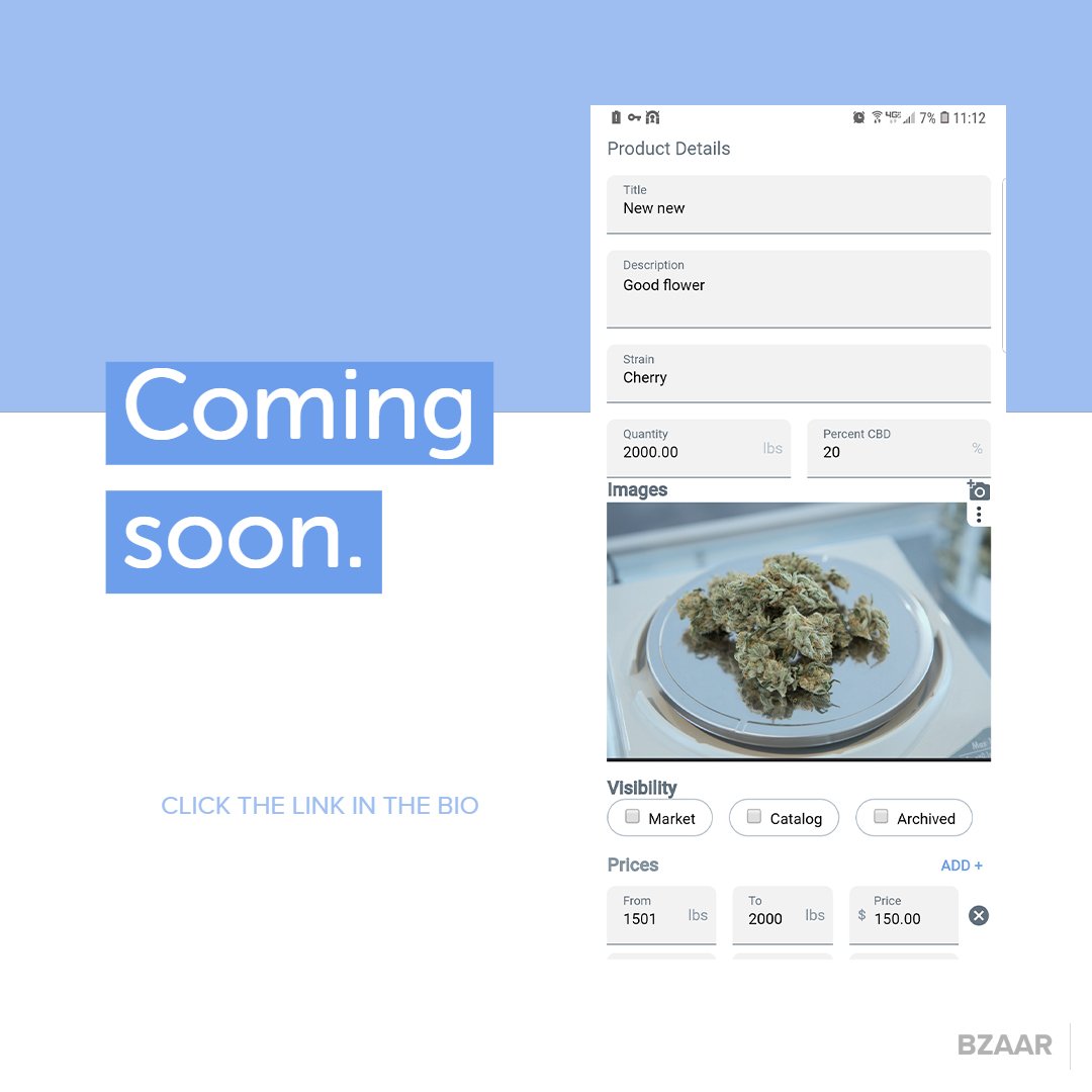 getbzaar's tweet photo. we have been working to relaunch our sellers page.  You will be able to take a photo or upload as many as you would like to represent your product. Set up wholesale pricing easy. Title your product, input your strain, quantity available and description.🔥🔥🔥 https://t.co/iQvkGYaMRQ