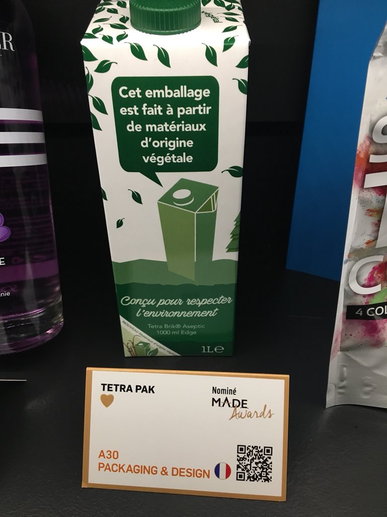 f_tardivel's tweet photo. À @MADE_Officiel , coup de projecteur emballages mieux disants @tetrapak_fr et #servoartpack : emballages bio sourcés https://t.co/VBSvmEiKXO