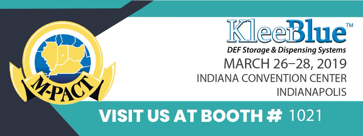 KleerBlue DEF Storage &amp; Dispensing Systems will be in booth #1021 at the M-PACT show in Indianapolis from March 26th-28th.  KleerBlue is a leading manufacturer of innovative &amp; reliable DEF storage &amp; dispensing equipment in North America since 2009!  We look forward to seeing you!