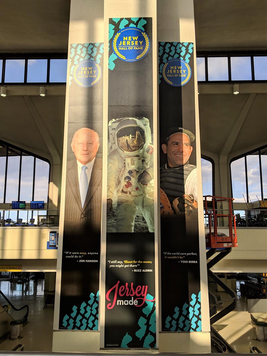 NJHallofFame's tweet photo. Many more New Jersey Hall of Fame posters going up at Terminal A at Newark Airport this week. 

A great first impression of our state. 

Thank you Port Authority Team! https://t.co/Ii9k9k8QOt