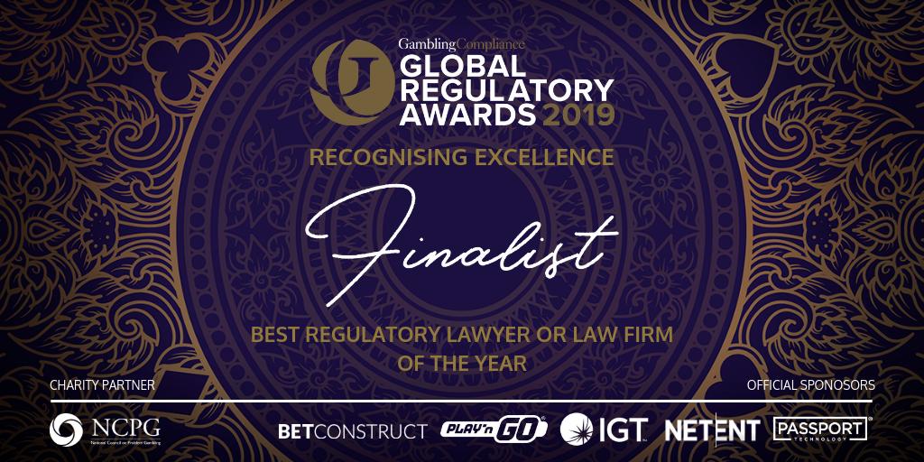 We are excited to announce that we have been officially shortlisted as a finalist for the #GamblingCompliance Global Regulatory Awards 2019. We look forward to celebrating this fantastic achievement at the #GRA2019 . #ThinkingAhead #GamblingLaw #gamblinglawyer @GamblingComp