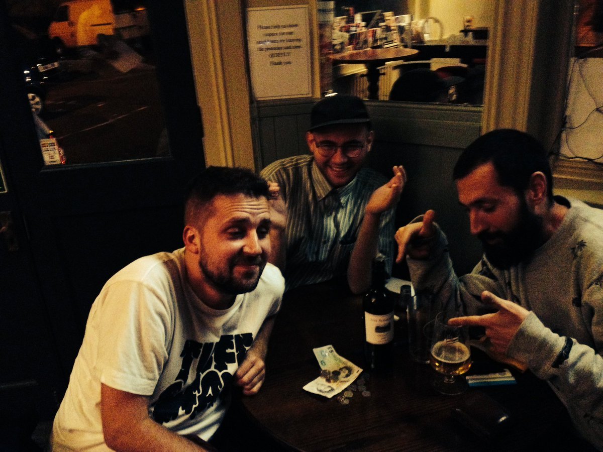 donkypitch's tweet photo. Around the time 'Nonfiction' was released James came to stay with us in Brighton for a couple of weeks. Of course, we had to show him the finest our city had to offer. Here we are following a victorious performance at the local pub quiz. 

'Providence' EP is out Friday. https://t.co/XLhHMXJPDK