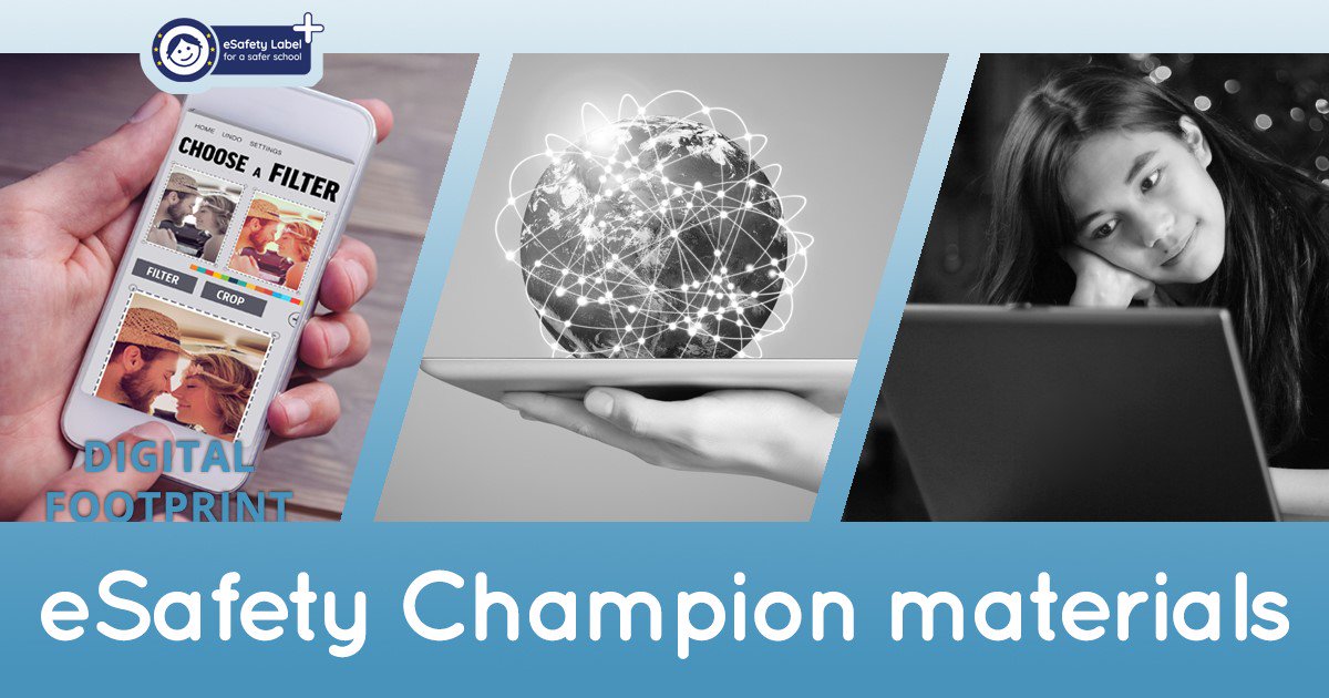 eu_schoolnet's tweet photo. Happy #EUMediaLiteracyWeek! What better occasion to introduce your students to the concept of #digitalfootprint? The #eSafetyLabel + Champion materials contain everything you need for a #MediaLiteracy-oriented lesson (in 🇬🇷🇬🇧): https://t.co/DVVk9oK450 https://t.co/fHfe5Mhvh0