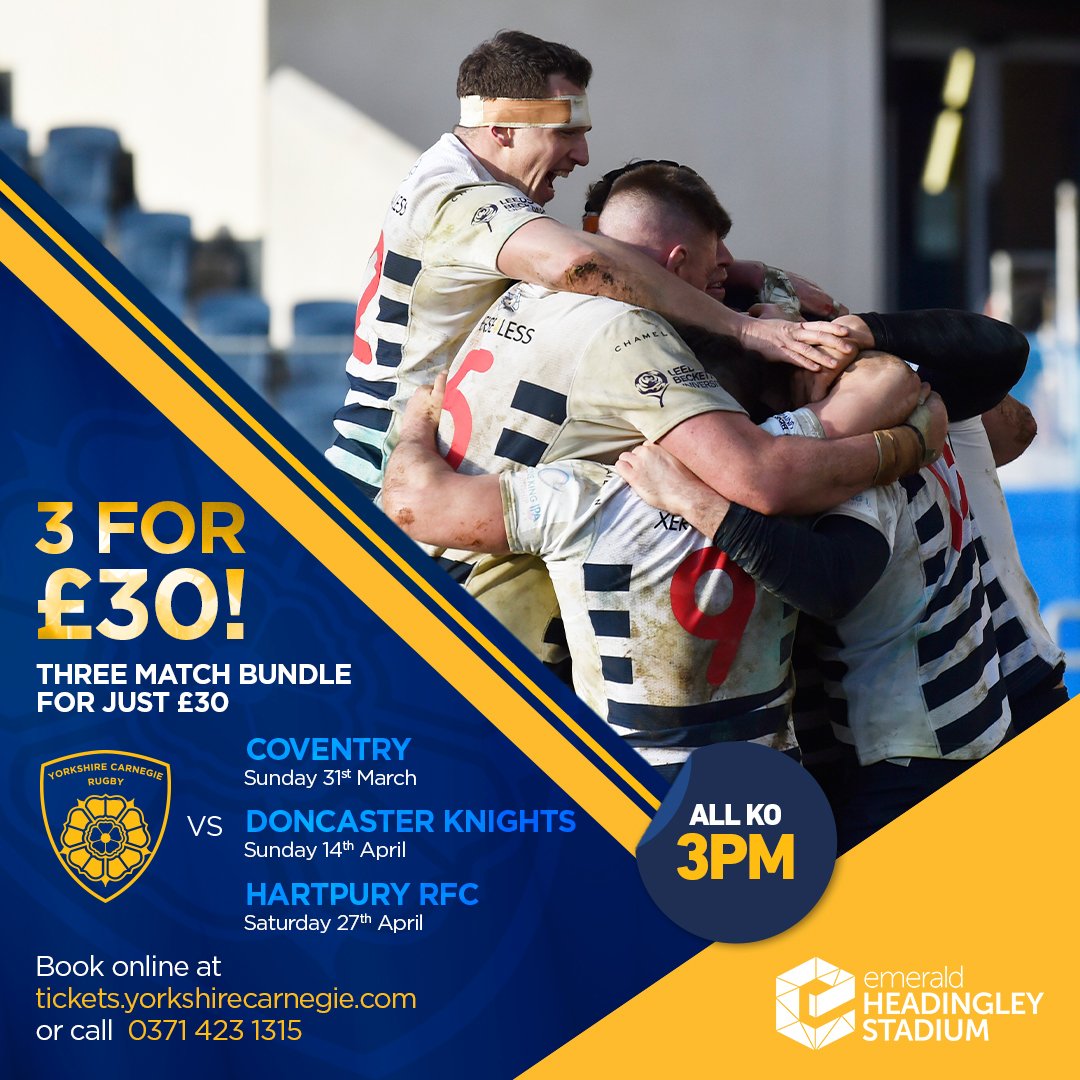 With 3⃣ home games to go, we've got a brilliant way for you to show your support for the boys! Come &amp; watch all 3 games for just one great price of £30, bring your friends, colleagues &amp; family and back the boys 
➡️Click here to buy your tickets now goo.gl/g4hDfF