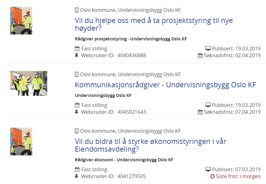 ubfoslo's tweet photo. Vi har flere ledige stillinger som venter på en god søknad fra kanskje akkurat deg #kommunikasjonsrådgiver #økonomirådgiver #prosjektstyring #ledigstilling https://t.co/vtz5uCcaZl