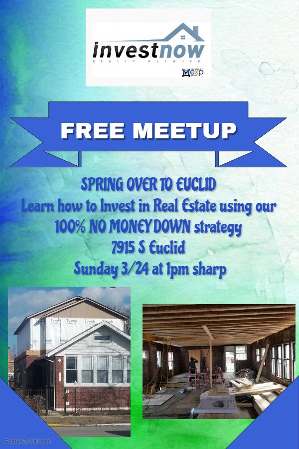 InvestNowRealt1's tweet photo. Join us this Sunday, March 24th at 7915 S Euclid Chicago, Illinois. Come and walk through a live rehab. LEARN HOW TO INVEST IN REAL ESTATE WITH 100% NO MONEY DOWN!!! This is a free event so follow our page, share this event, and come on out for this free information! https://t.co/Xnadb2xqGZ